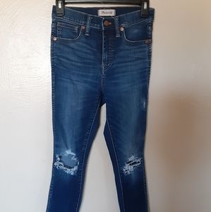 Madewell 10' High Rise Distressed Skinny Jeans Sz 25X27